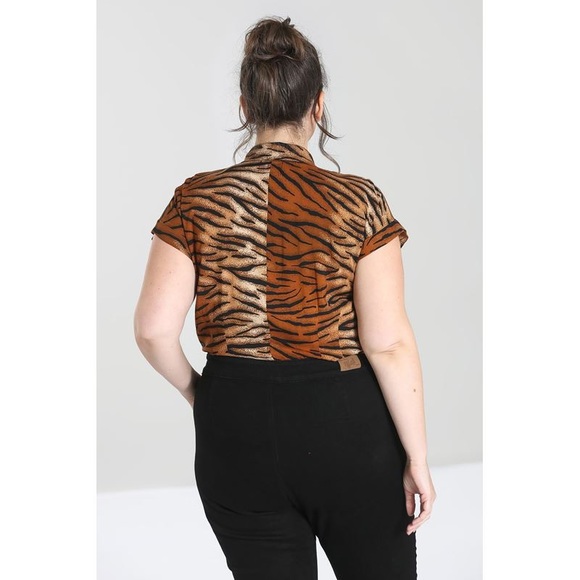 HELL BUNNY tiger tie shirt unique vintage - Picture 2 of 3